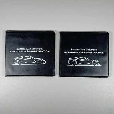 Portafolio para tarjeta de registro y seguro de automóvil | Cuero sintético negro | JUEGO DE 2 Foto 1 de 4