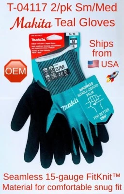 MAKITA 4/Pk OEM FitKnit™ Cut Level 1 Nitrile Coated Dipped Gloves (2 S/M 2 L/XL) - Image 1 of 4