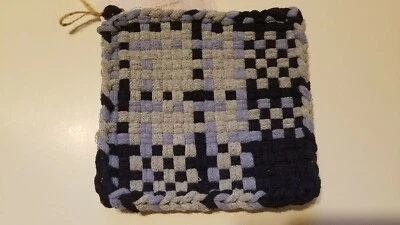 Bache de bucle tejido 100 % algodón en azul marino y gris - 'Midnight Dusk' Foto 1 de 3