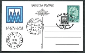 1982 SAN MARINO FDC CARTOLINA POSTALE INTERI POSTALI 200 LIRE - Picture 1 of 1