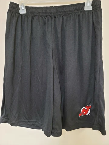 0724 Mens NEW JERSEY DEVILS Polyester Jersey SHORTS Embroidered BLACK NEW Cover