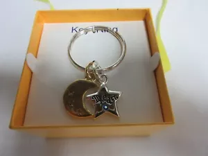 CHARMED Star & Moon Keychain Purse Charm Gold Tone NEW in BOX GIFT - Picture 1 of 4