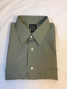JOS A BANK TRAVELER’S LONG SLEEVE 17.5-34 OLIVE GREEN 100% COTTON FREE SHIP - Picture 1 of 6