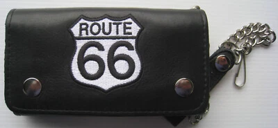PORTE FEUILLE  CUIR NOIR  ROUTE66    BIKER    MOTO    WESTERN  - Réf.784 - Photo 1/2