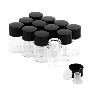 12 Pcs 2ml 16x25mm Tiny Mini Clear Bottles Glass Vials w/ Caps for Small Objects - Picture 1 of 6