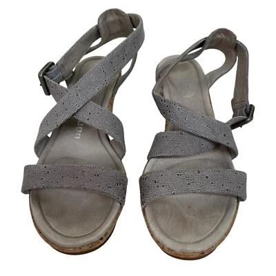 "Zapatos de cuña para mujer 8,5 Tsubo Iry 8561 gris serpiente detalles de corcho 2,5"" con tiras" Foto 1 de 4