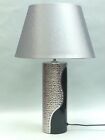 Tall Cylindrical Black Silver Ceramic Table Lamp (height 53cm with shade)5 off