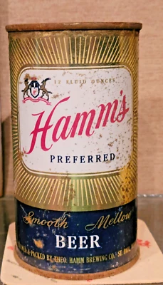 Lata de cerveza Hamms 1954 preferida de acero tapa plana St Paul Mn Keglined Foto 1 de 4