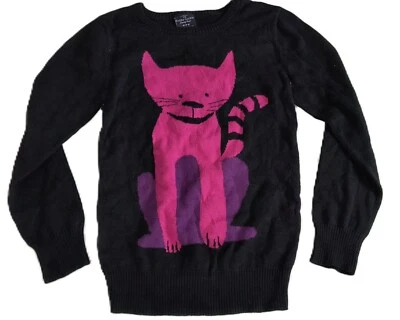 Faded Glory Girls Black and Pink Cat Sweater Pullover Outdoor Size M(7-8) G001 - Image 1 of 4
