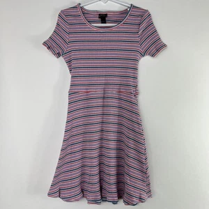 Art Class A-Line Dress Youth Medium 7/8 Multicolor Striped Cotton Blend Stretch - Picture 1 of 8