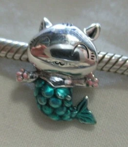 SIN MARCA 925 PLATA ESMALTE TORQU "GATO" PEZ SIRENA DIAPOSITIVA DIJE DE CUENTAS EUROPEAS - Imagen 1 de 3