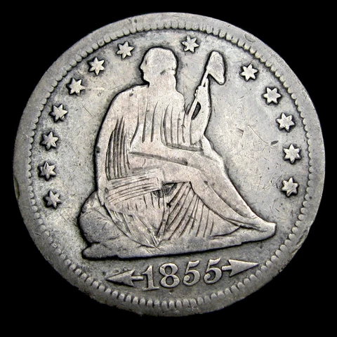 1855-S Seated Liberty Quarter Silver ----  Nice RE-CARVED Type Coin  ---- #IK438 Cover
