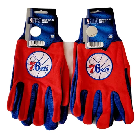 2 Pairs of Philadelphia 76ERS Red & Blue NBA Basketball Utility Gloves Cover