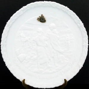 Fenton Satin Milk Glass Lafayette with Washington at Valley Forge Plate  - Picture 1 of 5