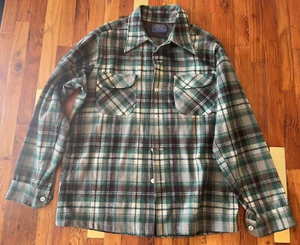 Vintage Pendleton Größe M Boardhemd hellbraun grün kariert Original Surf 100 % Schurwolle - Bild 1 von 6