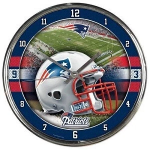 New England Patriots Chrome Round Wall Clock NFL Cover