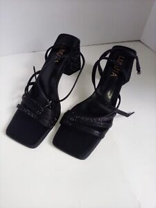 Lumuta Black Sparkly Rhinestone Dress Heeled Sandals NEW Size 10.5