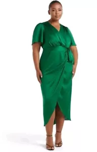 Vestido FOREVER NEW Curve Roxanne Gathered Wrap MIDI verde AUS 22 PRECIO DE VENTA SUGERIDO POR EL FABRICANTE $169,99 NUEVO CON ETIQUETAS - Imagen 1 de 24