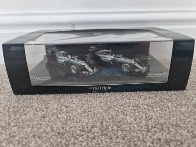 MINICHAMPS MERCEDES W07 F1 2016 CHAMPIONS HAMILTON & ROSBERG 2 CAR SET 413160644 - Image 1 of 4