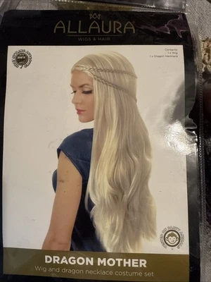 Peluca Rubia Madre Dragón AllAura - Peluca Disfraz Fantasía Larga Trenzada - Solo Peluca Foto 1 de 4