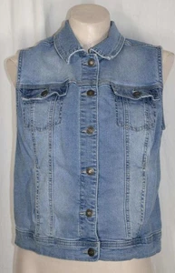 Artisan NY Medium Light Wash Blue Cotton Denim Sleeveless Vest Top - Picture 1 of 5