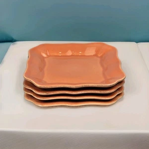 SET OF 4 Pottery Barn Cambria Persimmon 5" Square Tidbit Appetizer Plates - Picture 1 of 5