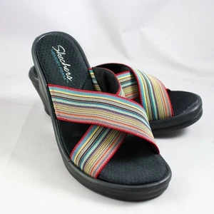 Skechers Memory Foam Multicolor Stretch Woven Platform Sandals Womens Size 9 - Picture 1 of 6