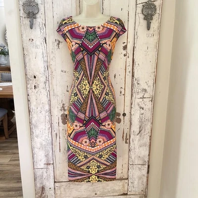 Vestido de mujer New York & Company XS colorido púrpura naranja amarillo funda profesional Foto 1 de 4