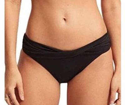 Parte inferior de bikini Seafolly para mujer talla 10 banda torcida hipster cobertura completa negra Foto 1 de 4