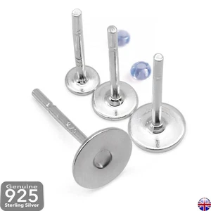 925 Pendientes de plata de ley Poste con placa plana para pegar 3 4 5 6mm 407Z - Imagen 1 de 12