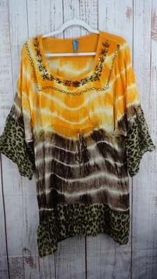 Túnica de playa boho pequeña encubrimiento transparente azul aguamarina pedrería cuello en V Foto 1 de 4