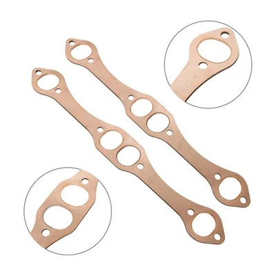 SBC Oval Port Copper Header Exhaust Gaskets For SB Chevy 327 305 350 Reusable - Image 1 of 4