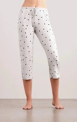 Ellen Tracy Womens Essentials Capris Polka Dot Pajama Grey/Black Size M - Image 1 of 4