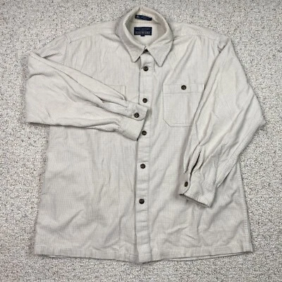 Camisa John Ashford Para Hombre Talla L Crema Abotonada Peso Pesado 100% Algodón Causal Foto 1 de 4