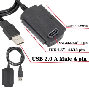 SATA IDE PATA to USB 2.0 Adapter Converter Cables For 2.5'' 3.5" Hard Drive Disk - Picture 1 of 12