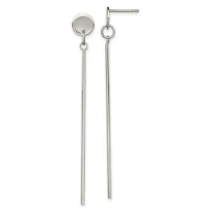 Stainless Steel Polished Disc with Bar Dangle Post Earrings