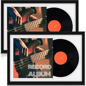 2 Pcs Vinyl Record Display Frame 16x22 Inches Double Groove Record Album Frame - Picture 1 of 6