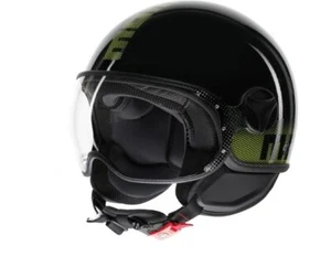 Helm Momo Design Fgtr Klassisch Streifen Schwarz Glänzend Black/Gelb Fluo Uni V - Picture 1 of 1