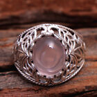 Pink Rose Quartz Gemstone 925 sterling Silver Jewelry handamde Ring Size US 8.5