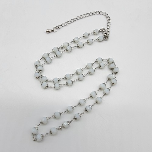 VETEMENTS Collana maglie perline piccole in resina blu chiaro semplice unica boho 17"