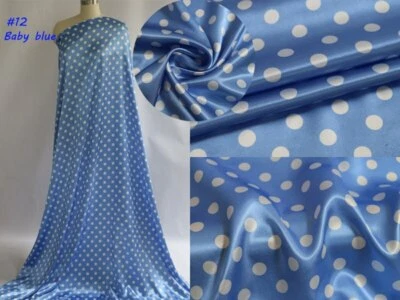1Yard X 1.48Meter  Polka Dots Fabric Satin Charmeuse Soft Lining Scarf Diy Tissu - Image 1 of 4
