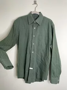 Mens Arrow Green Dress Shirt  White Squared Collared Button Up Size M 15 - Picture 1 of 7