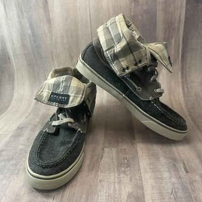 Top alto Sperry Sider plegable a cuadros gris pana lana talla 7 J11-CH171 Foto 1 de 4