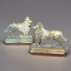 2 antichi ornamenti per camino/cuore in ottone per cani, C 1880 - Foto 1 di 7