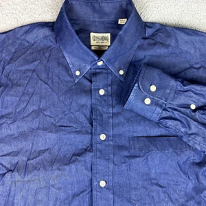VINTAGE Gitman Bros Shirt Mens Large Blue Chambray Dress Preppy Made In USA - Picture 1 of 11