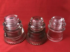Hemingray Glass Insulator-Set Of 3 17 C 1957 42 #1 C.1934 42 #9 C. 1938 Vintage - Picture 1 of 12
