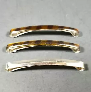 3 Vintage Goody Stay Tight Barrettes 2,25 Zoll Schildkrötenschale silberne Haarspange Zubehör - Bild 1 von 7