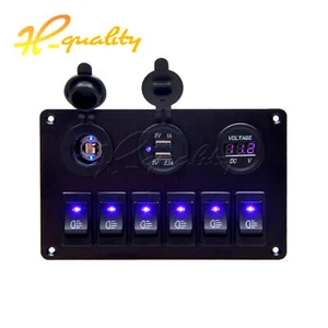 Waterproof 12V 6 GANG LED Switch Panel ON-OFF Rocker for Car Boat Marine - Picture 1 of 10