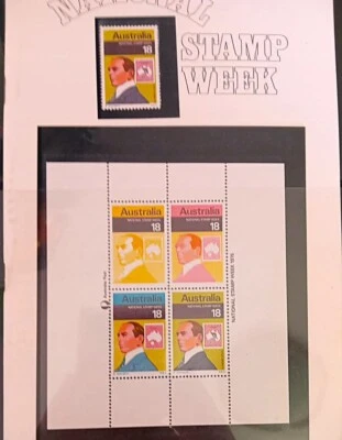 AUSTRALIA 1976 NATIONAL STAMP WEEK LAST STAMPS PACK 18c & BLOCK 4x18c MNH - Image 1 of 2