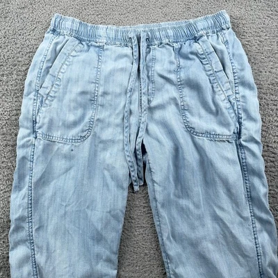 Брюки женские Vineyard Vines маленькие синие Chambray Tencel для бега на шнурке с манжетами - Изображение 1 из 4